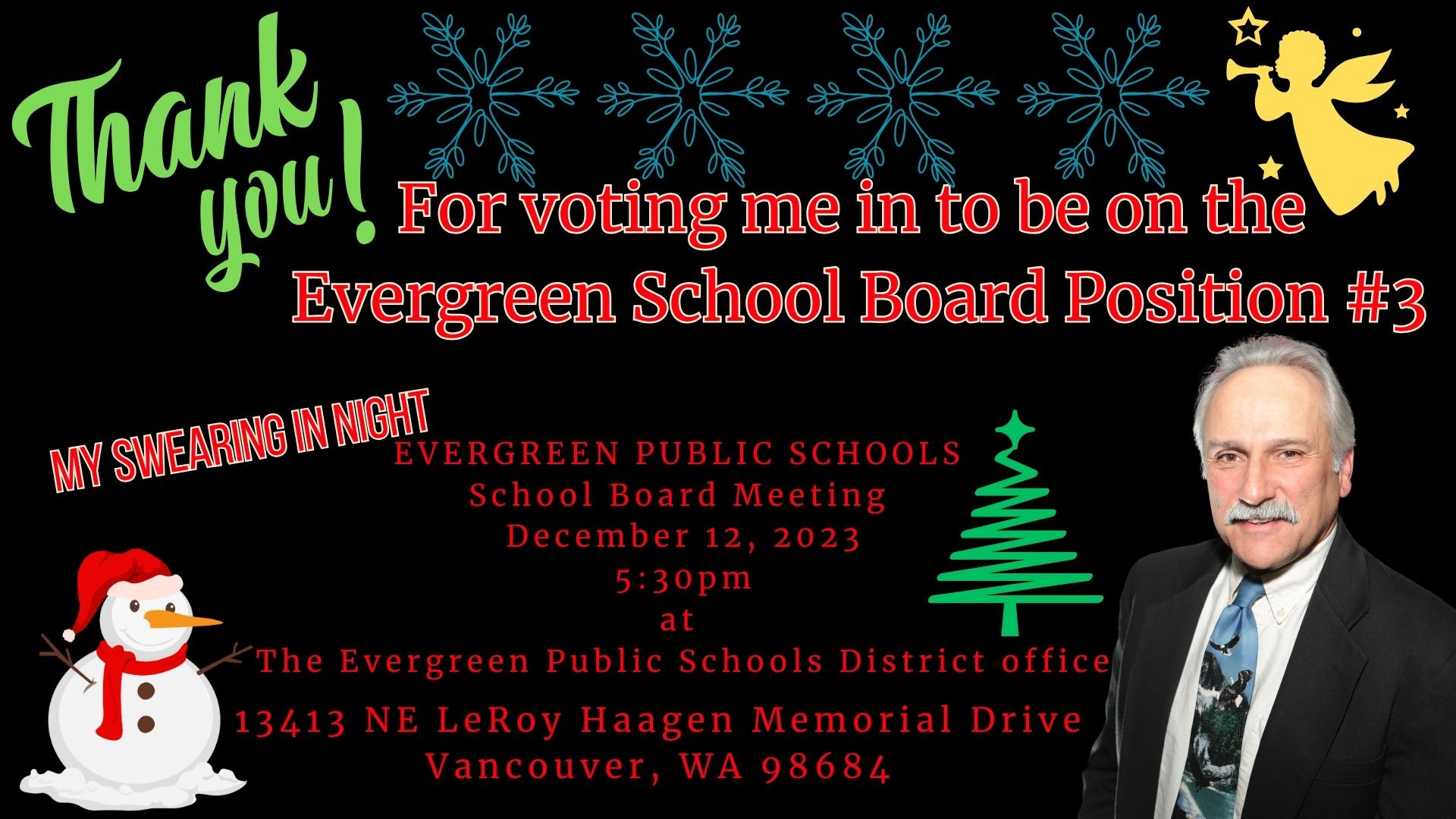 Join Me December 12, 2023 for my Swearing in at my First Board Meeting as a School Board Director.